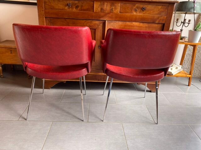 Pair of vintage armchairs in imitation leather from the 60s/70s