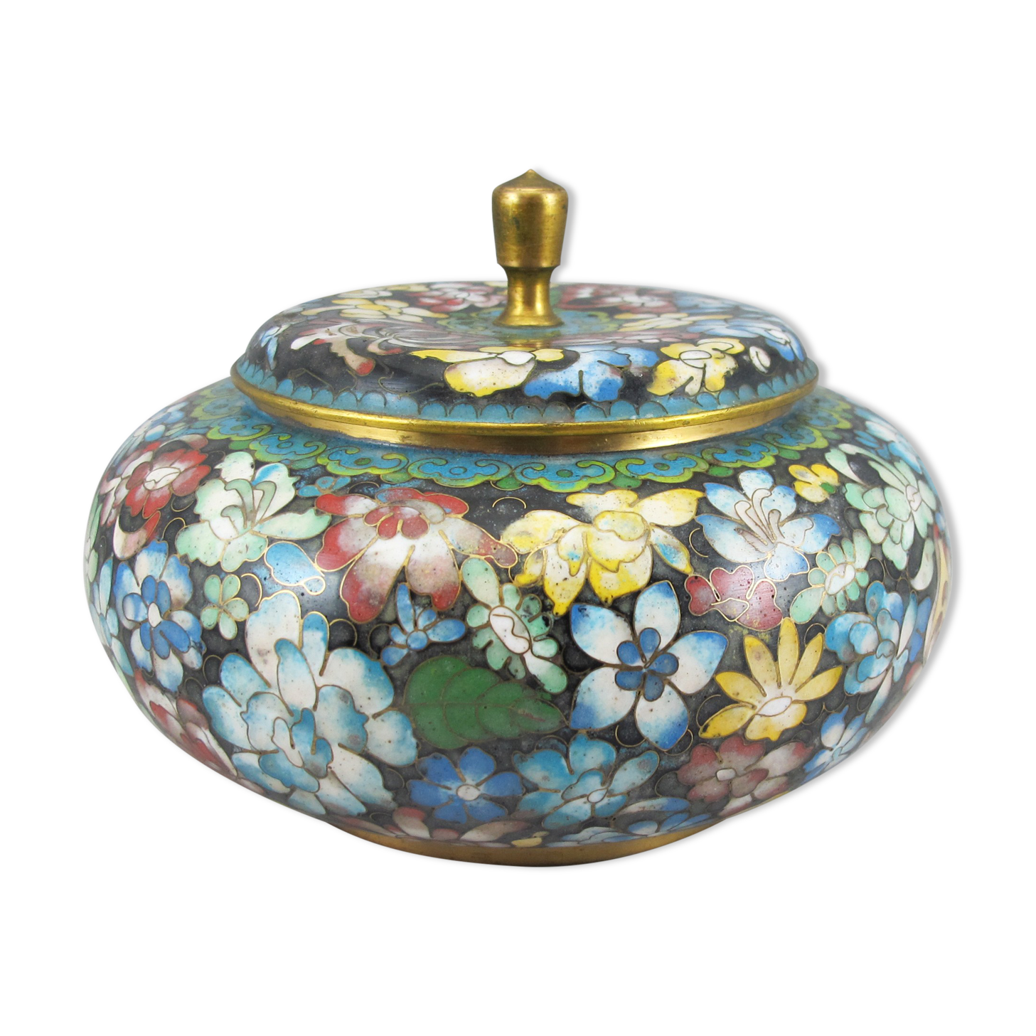 Pot couvercle en bronze émail cloisonne Chinois Chine