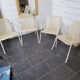 4 perforated metal garden armchairs