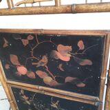 Bamboo shelves, fireplace