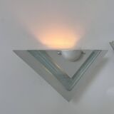 Pair of vintage wall lights, white lacquered metal and glass, Germany 1970s