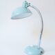 Grande lampe de bureau vintage en métal vert d'eau – Bras flexible chromé