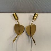A set of "tulip" wall lamps in golden colored metal. Danish 1970-80s