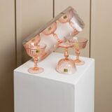 Set of 6 apricot Luminarc Rosaline coupe martini glasses in glass – vintage 1970s France with packaging