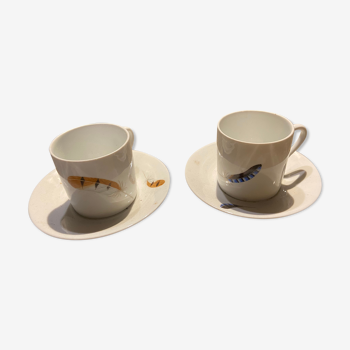 Two monastic porcelain cups