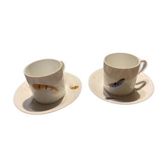 Two monastic porcelain cups