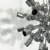 Lustre Sputnik chromé vintage par Reggiani Italie années 1970