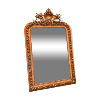 Rectangular wooden mirror with stucco moldings