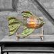 Vintage brass and stone fish-shaped wall light, 1970s