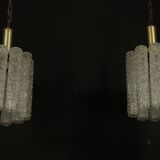 Pair of Murano glass and brass chandeliers