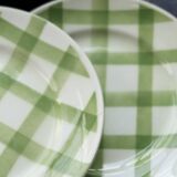 6 assiettes à dessert vintage faïence  Modèle Nappe vert - Moulin des Loups