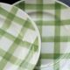 6 vintage earthenware dessert plates, Green Tablecloth pattern - Moulin des Loups