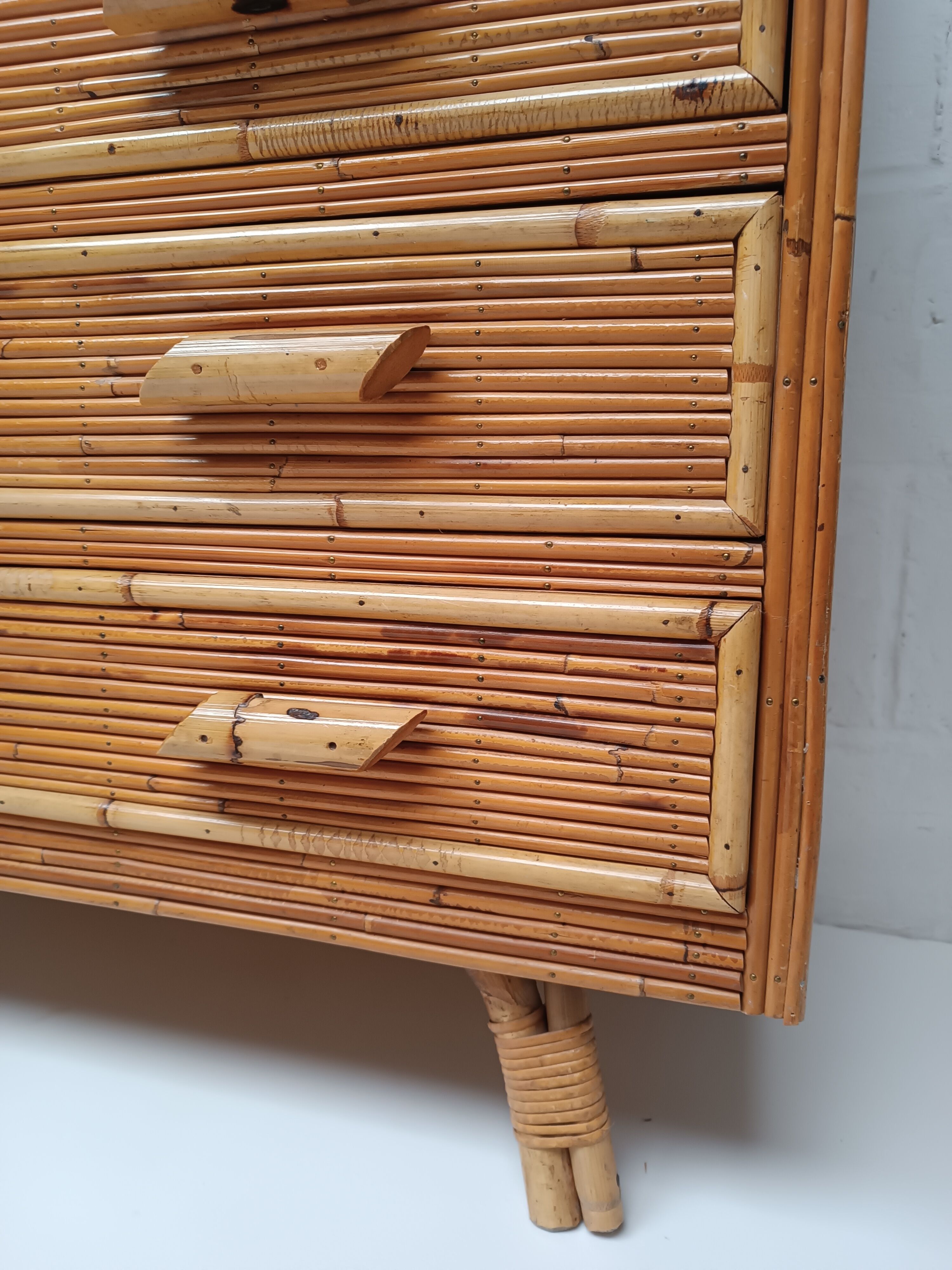 Rattan chest of drawers 60s-70s