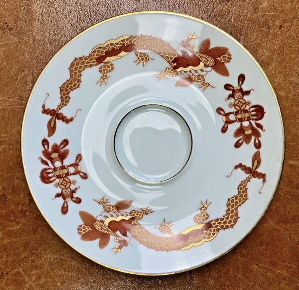 Service 6 tasses à café porcelaine Raynaud Limoges vert céladon dragon