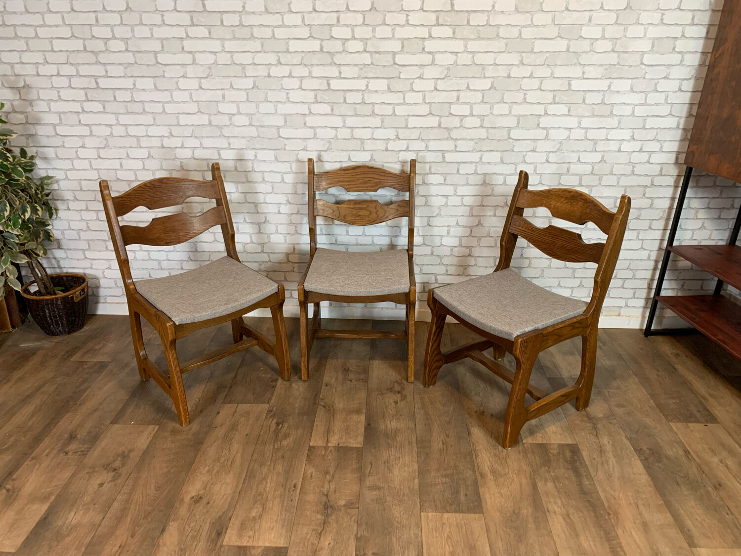 Series of 3 Guillerme and Chambron chairs