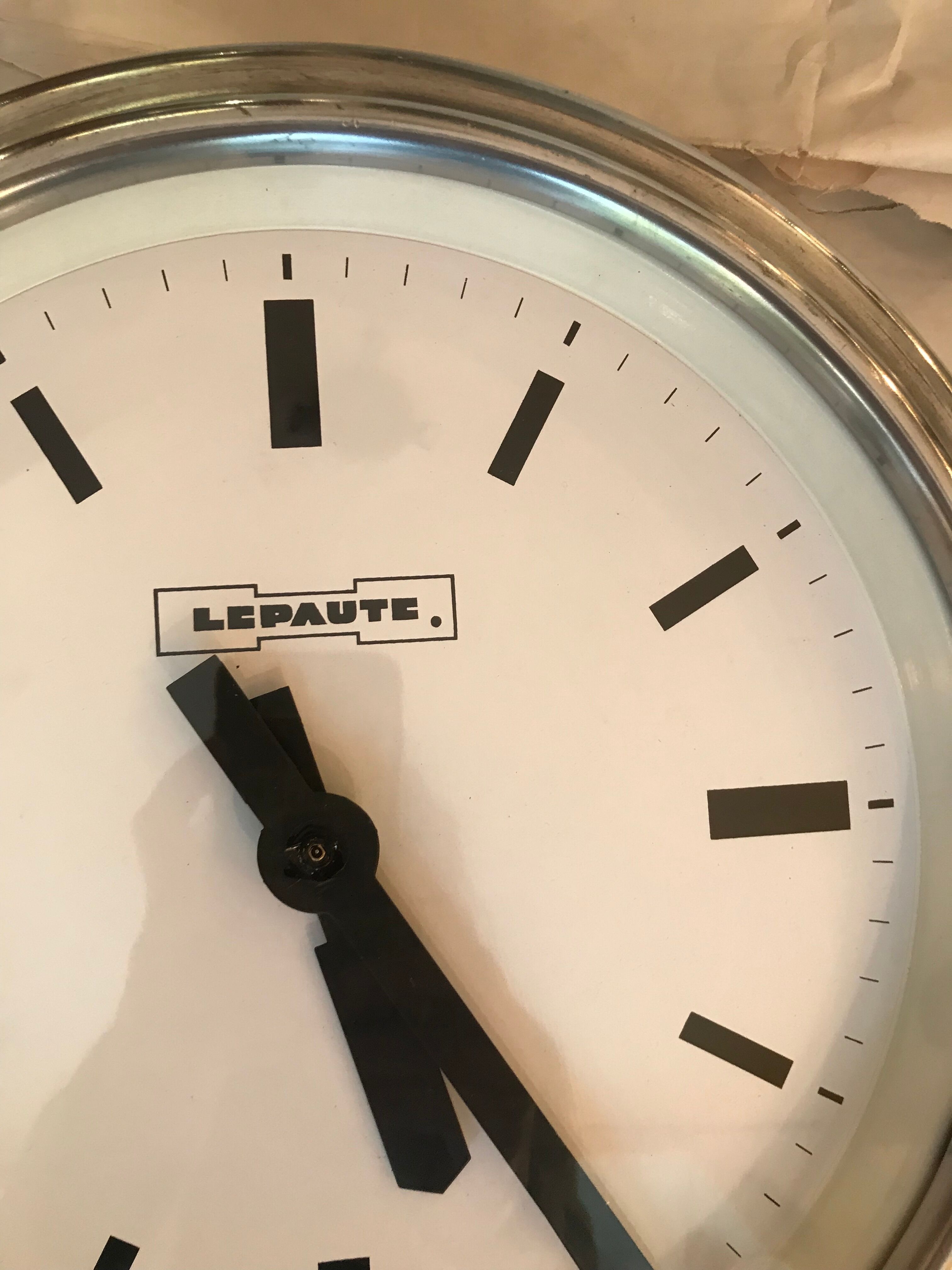Industrial clock lepaute polished edges rounded 31 cm