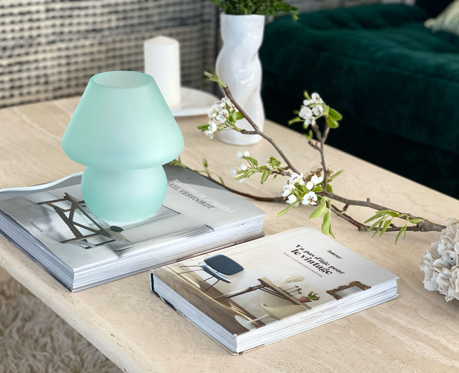 Frosted glass mushroom lamp