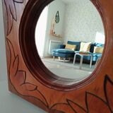 Vintage mirror in carved solid wood, 35 cm