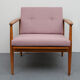 Scandinavian pink armchair in beech wood - 1960s
