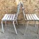 Pair Old Garden Chair Metal Structure + Vintage White Wood Slats