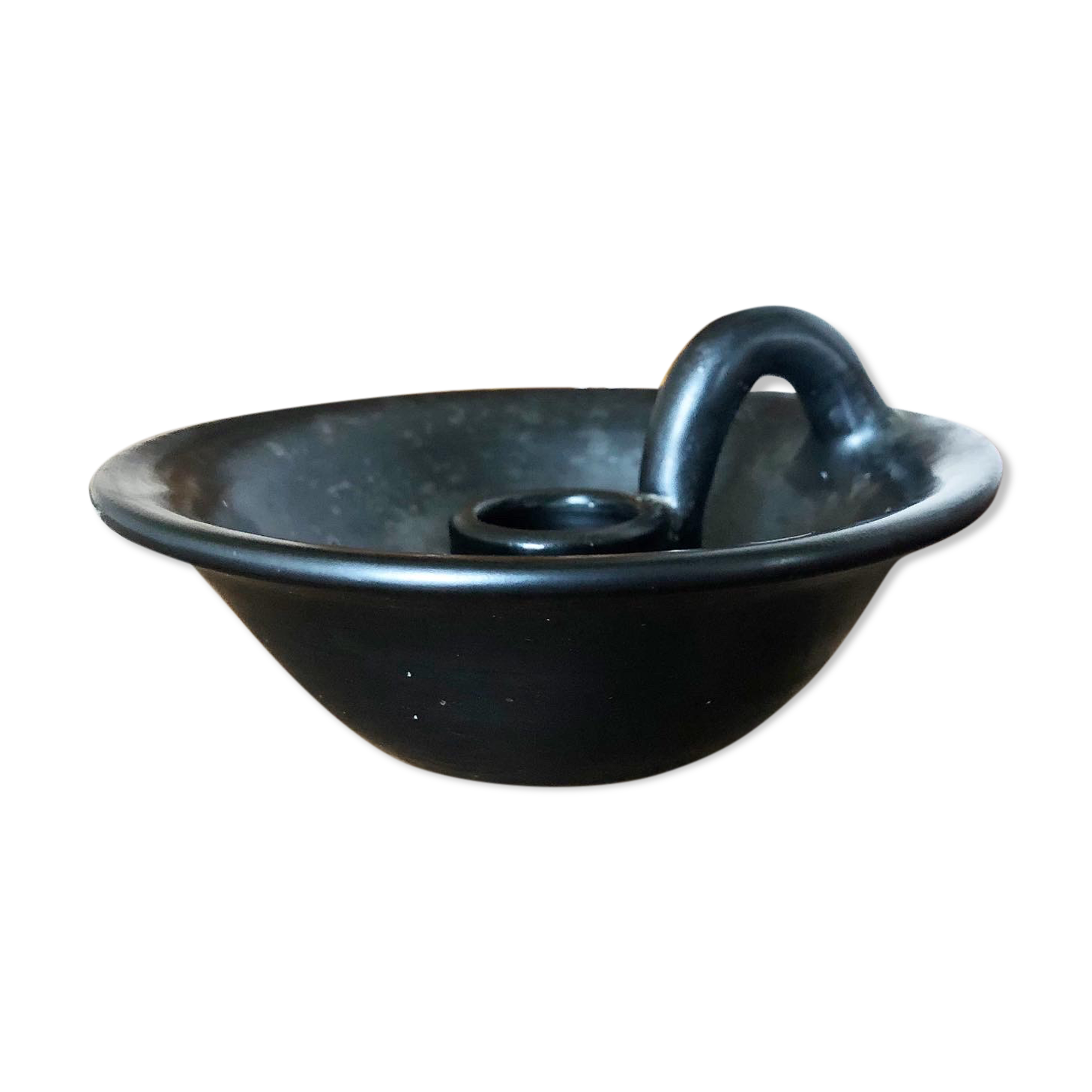 Black porcelain candle holder