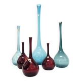 Set de 6 vases tulipe en verre soufflé par Arthur Percy, Gullaskruf, Suède