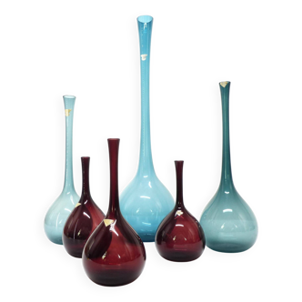 Set of 6 blown glass tulip vases by Arthur Percy, Gullaskruf, Sweden