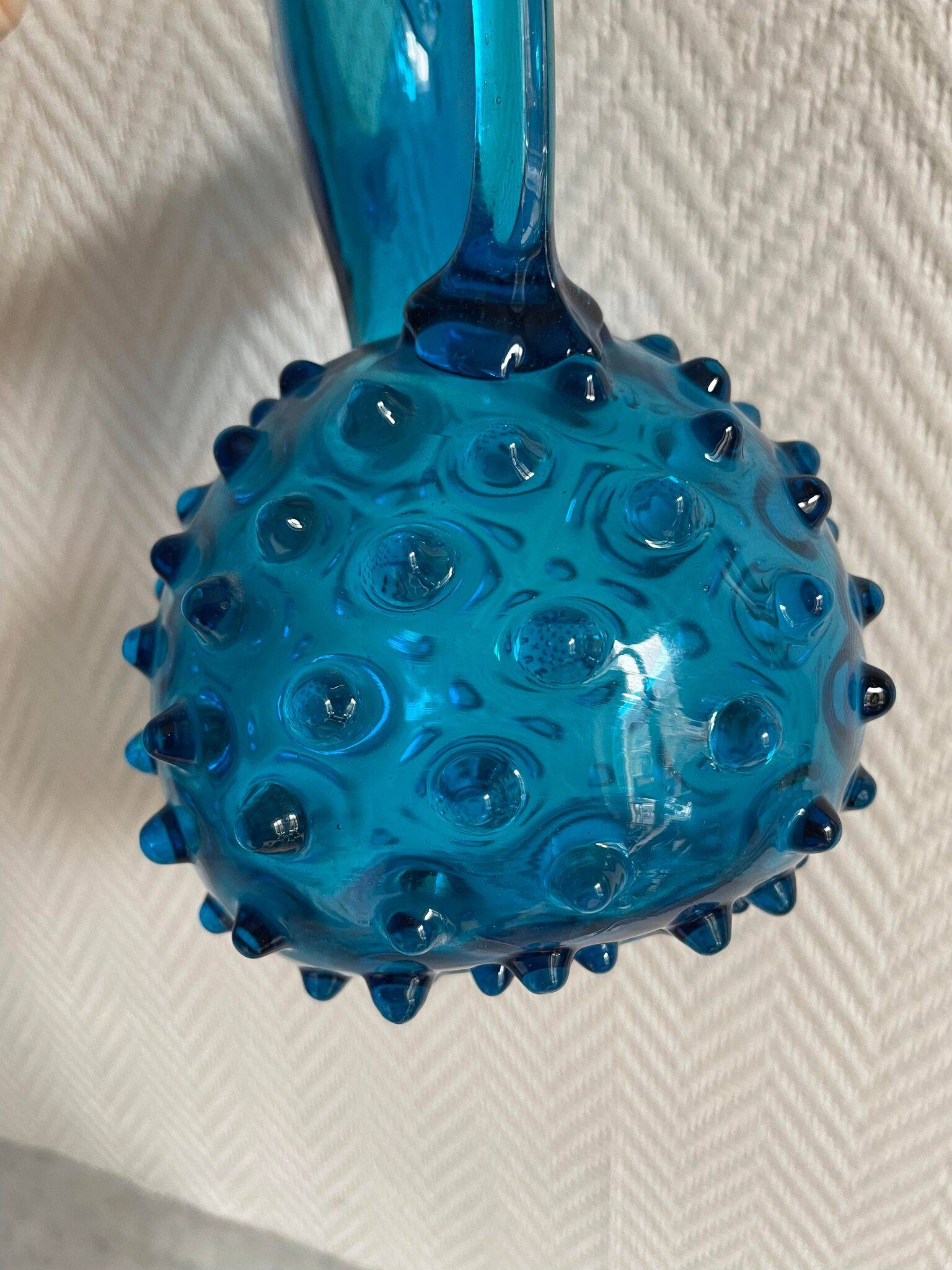 Empoli style studded blue vase