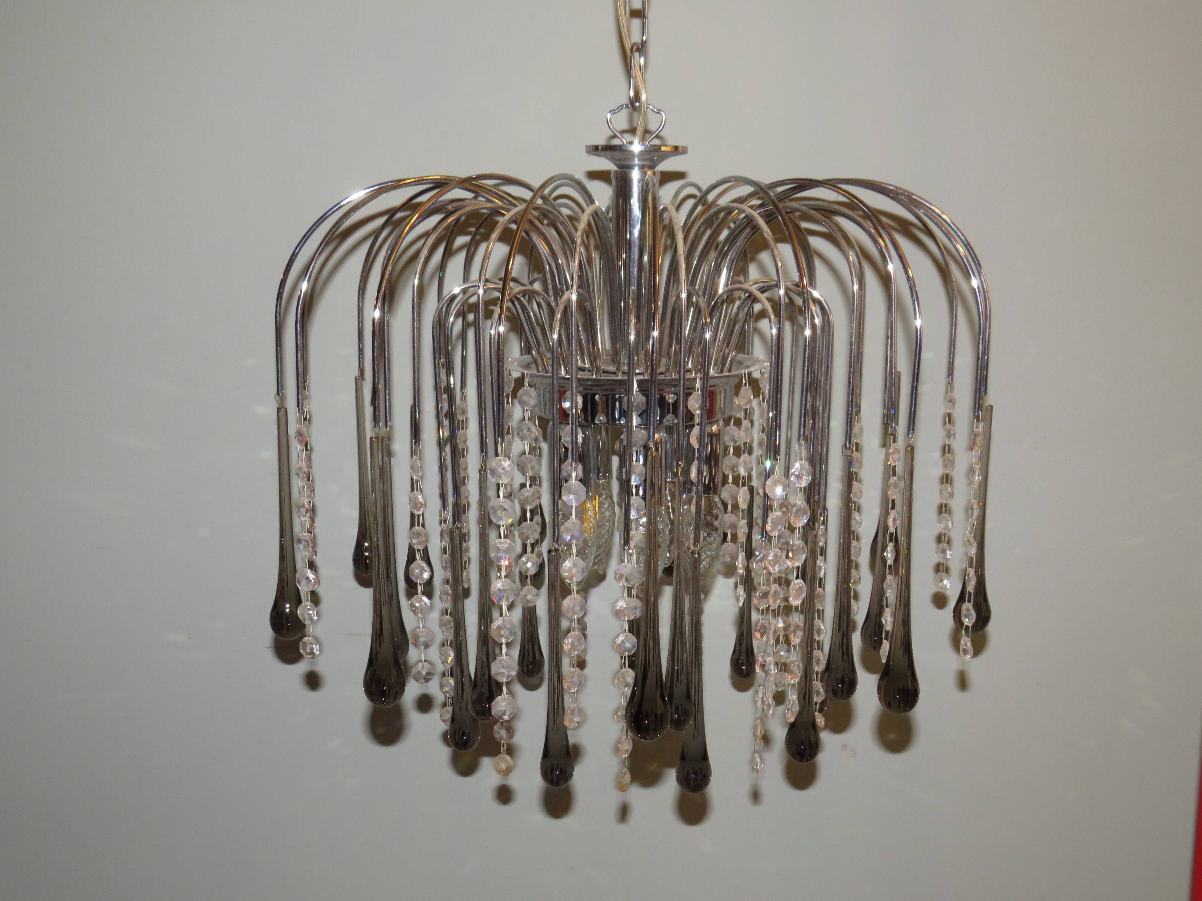 Italian Murano glass waterfall chandelier 1960