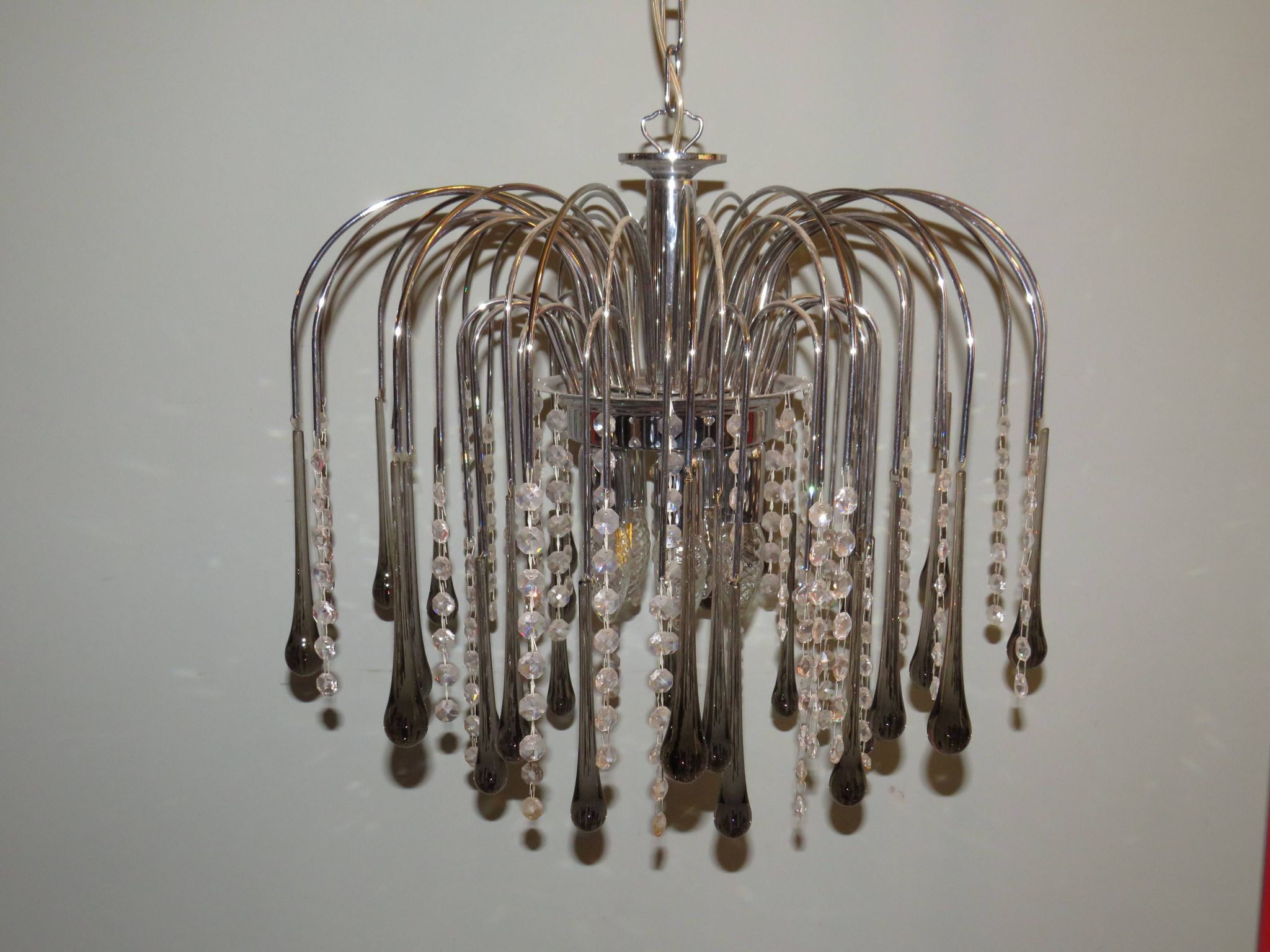 Lustre cascade en verre de Murano italien 1960