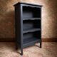 Antique mini oak bookcase – small 19th-century library with slate patina, a lovely rarity.