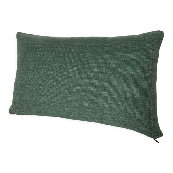 Coussin lin coton uni vert sauge — Beyit