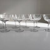 Set of 8 chiseled crystal champagne glasses