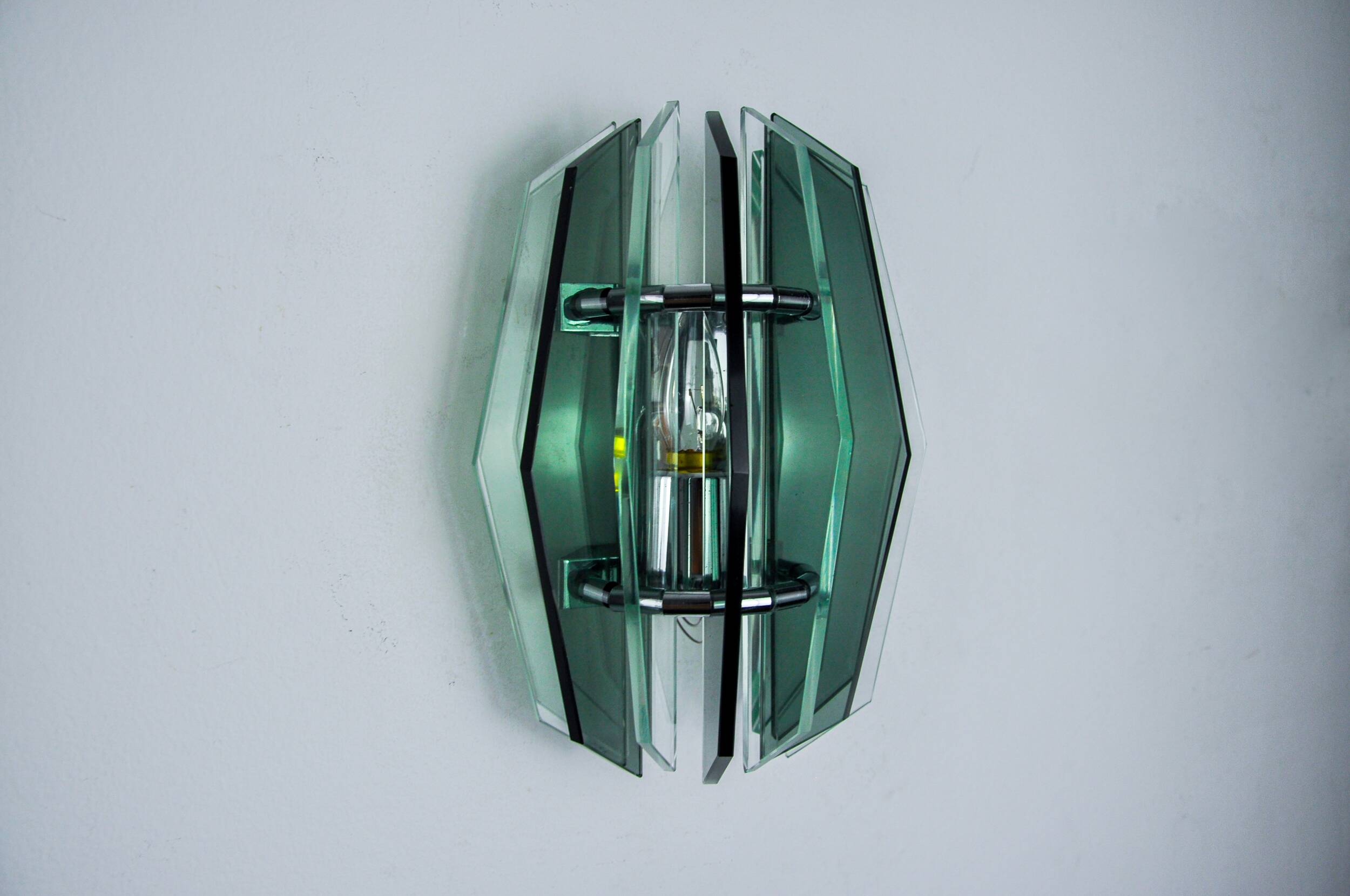 Veca wall lamp, cut Murano glass, Italy, 1970