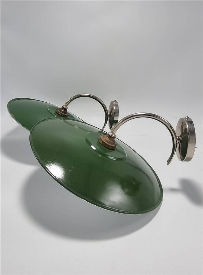 Pair of enamelled sheet metal wall lights