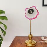 Lampe de table Art Nouveau des années 1930 en laiton et verre dépoli