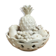 Coupe de fruits en trompe l'oeil en faïence blanche par Jean Roger, vers 1960