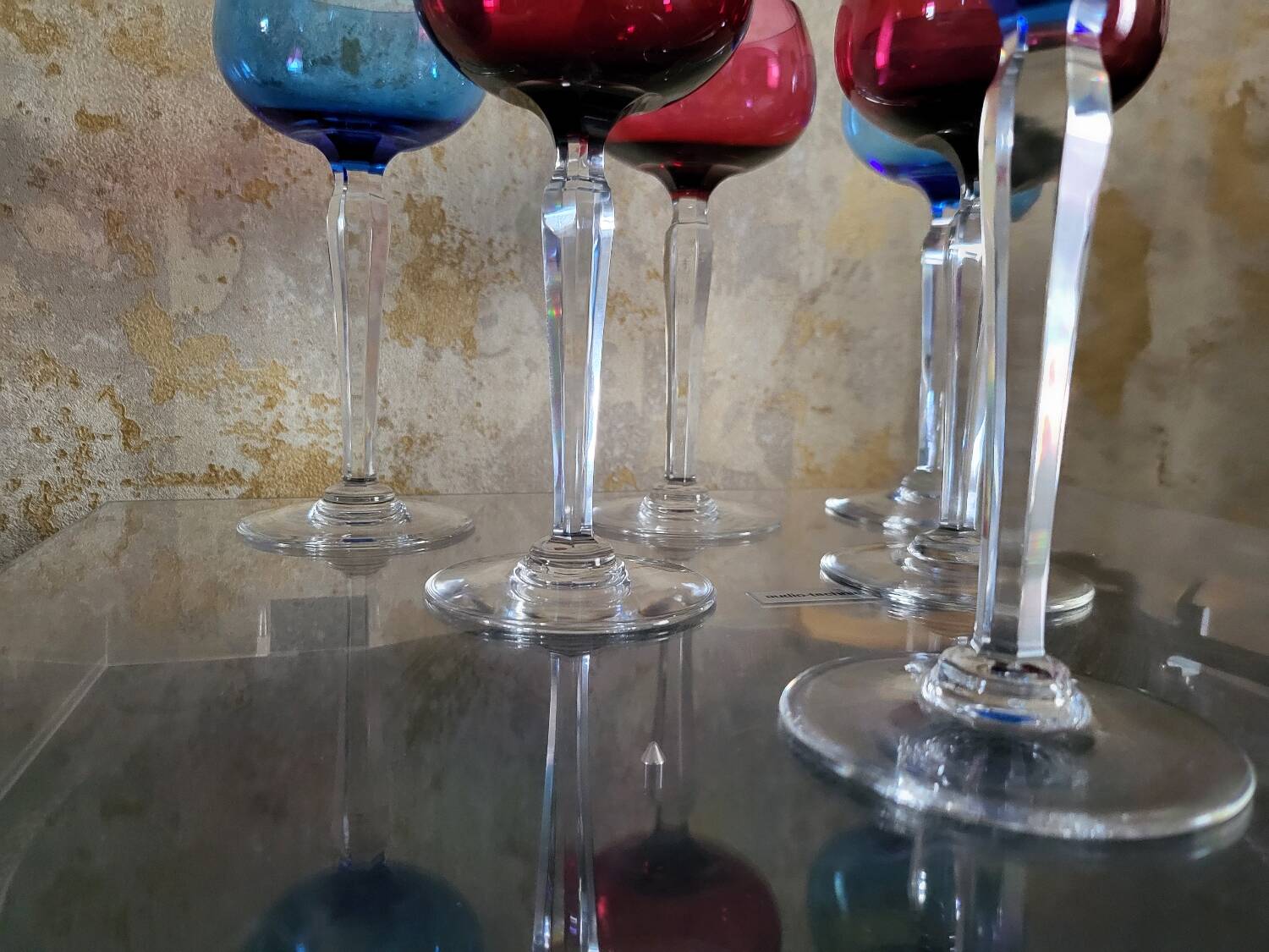 Six crystal wine glasses Val Saint Lambert model Saumur.