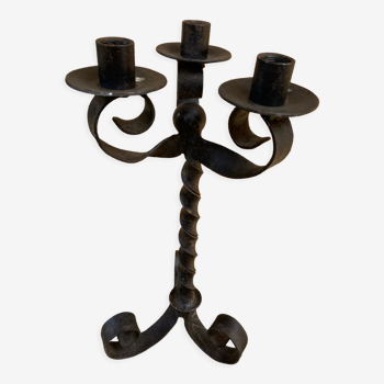 Antique wrought iron candle holder