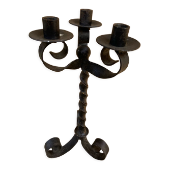 Antique wrought iron candle holder