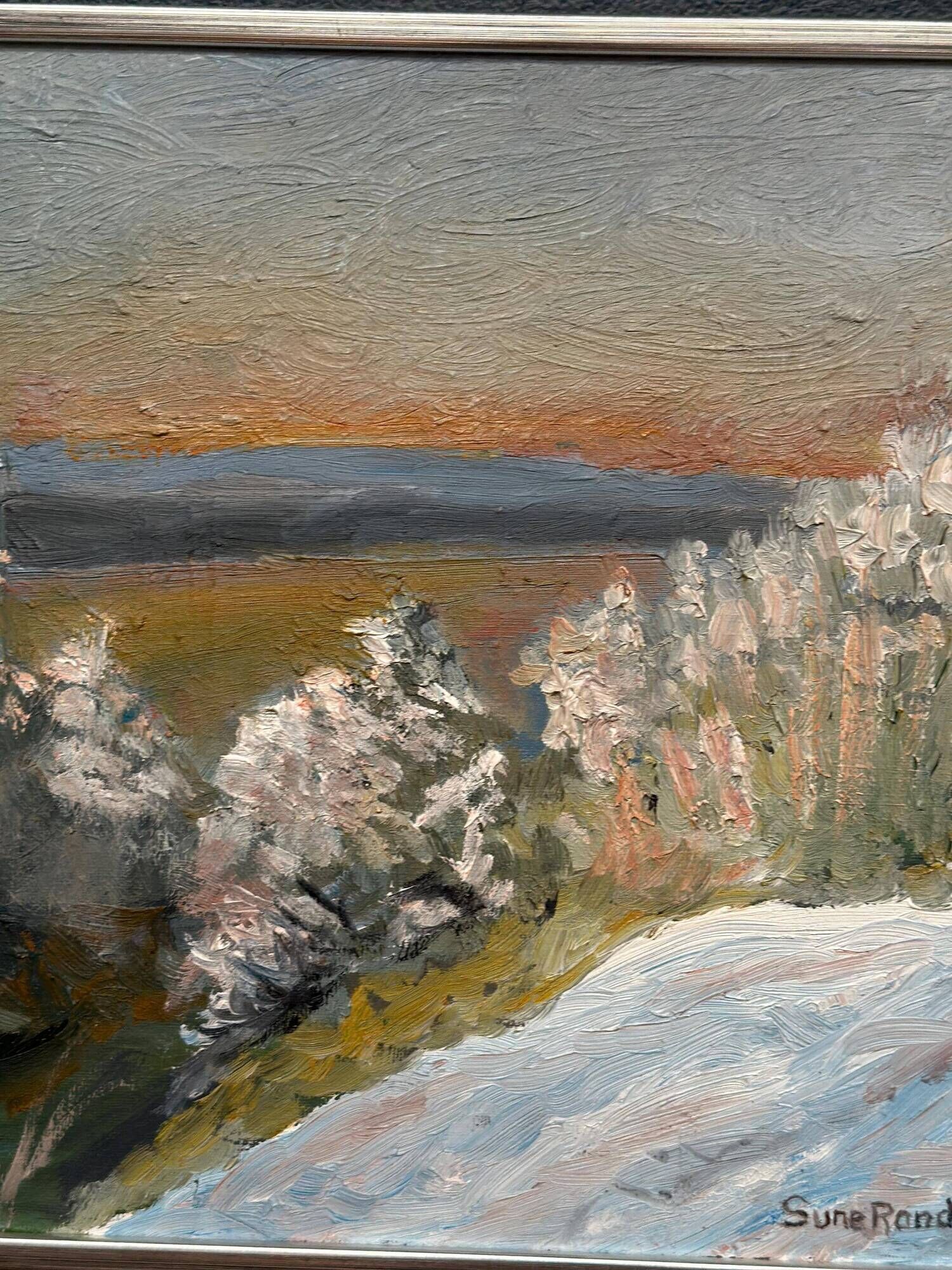 Original Swedish Oil on Panel – “Winter Landscape” by Sune Randolfs Vintage