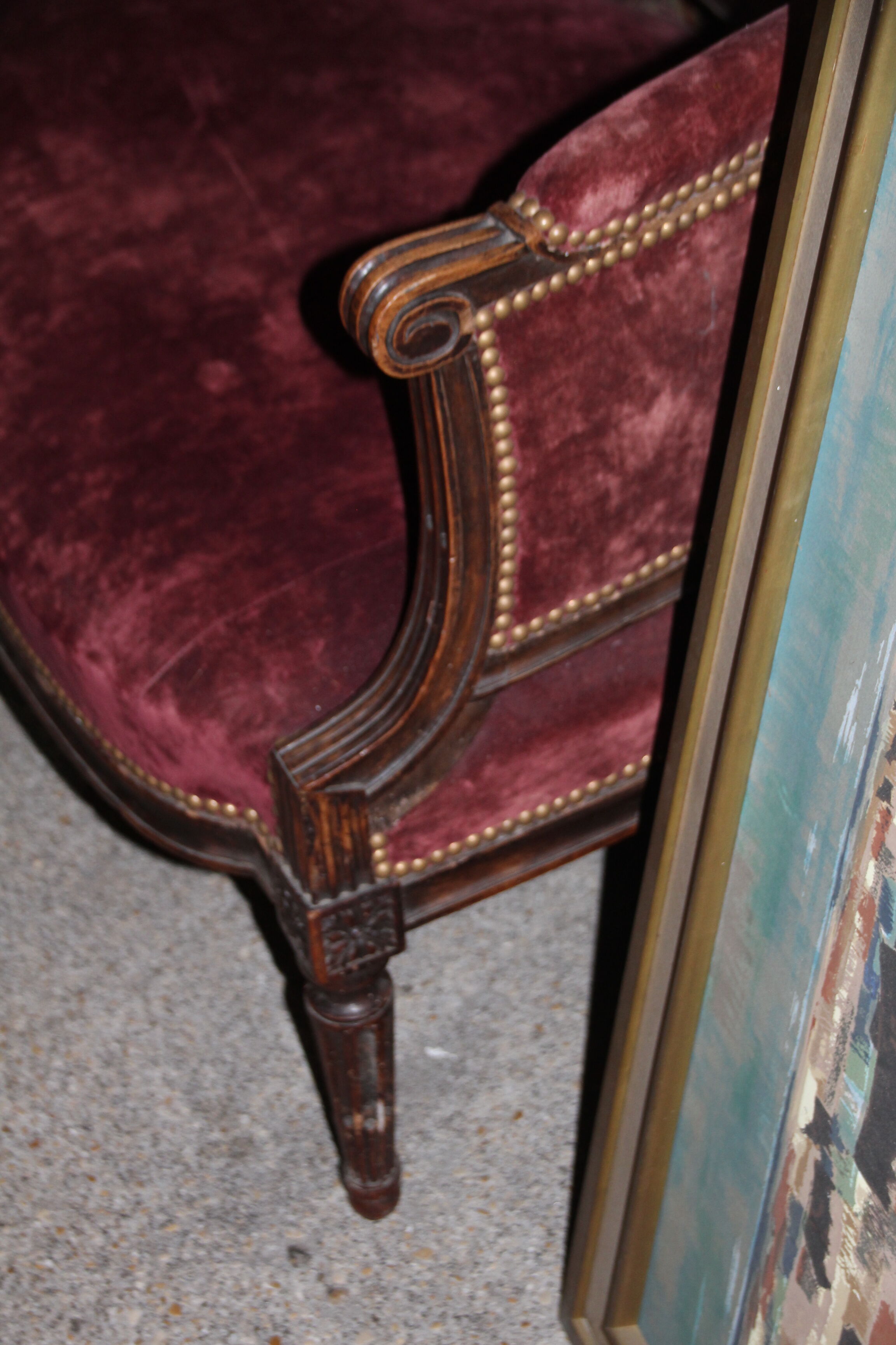 Sofa red burgundy style louis XV