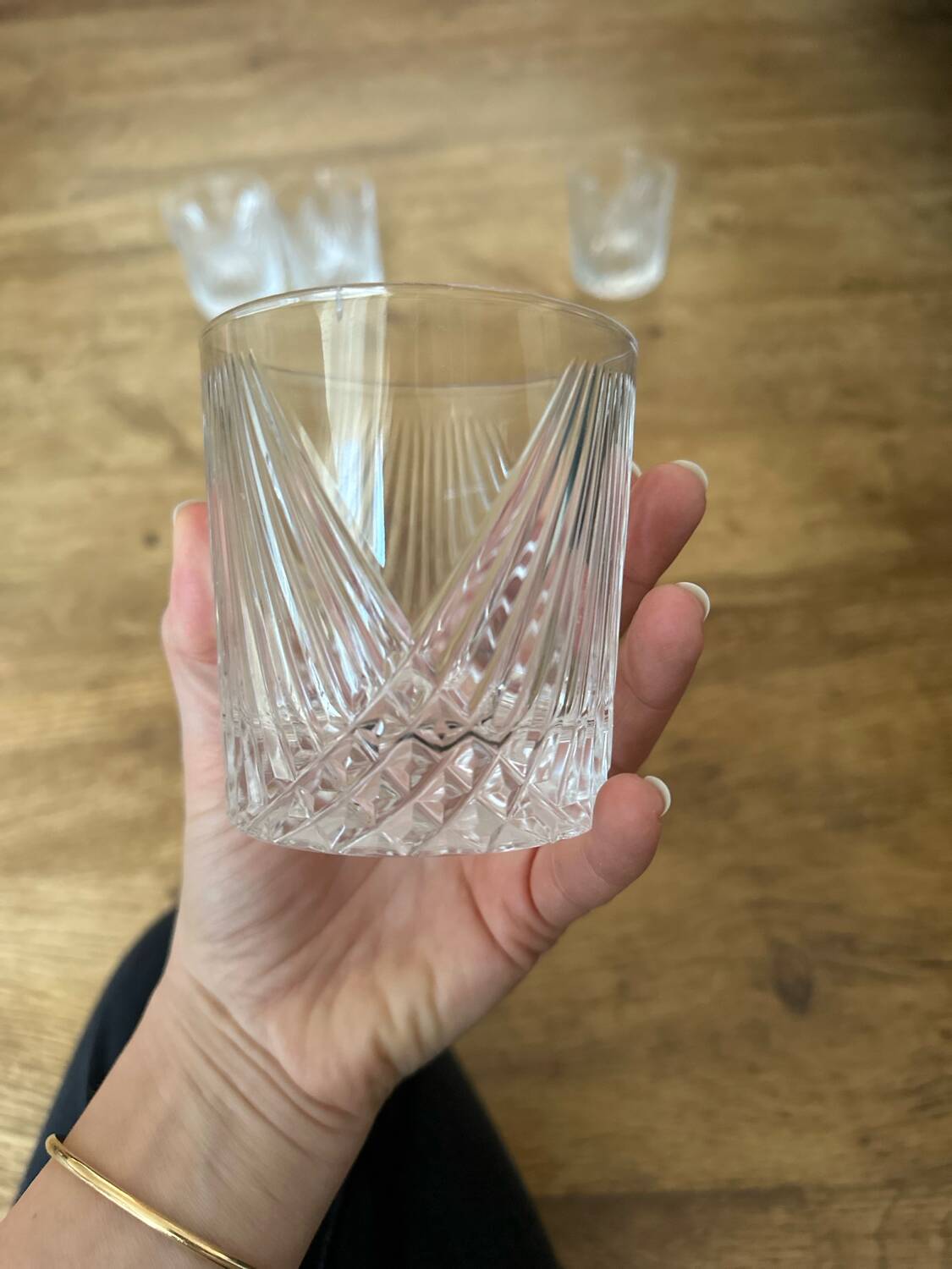 Set of vintage crystal whiskey glasses