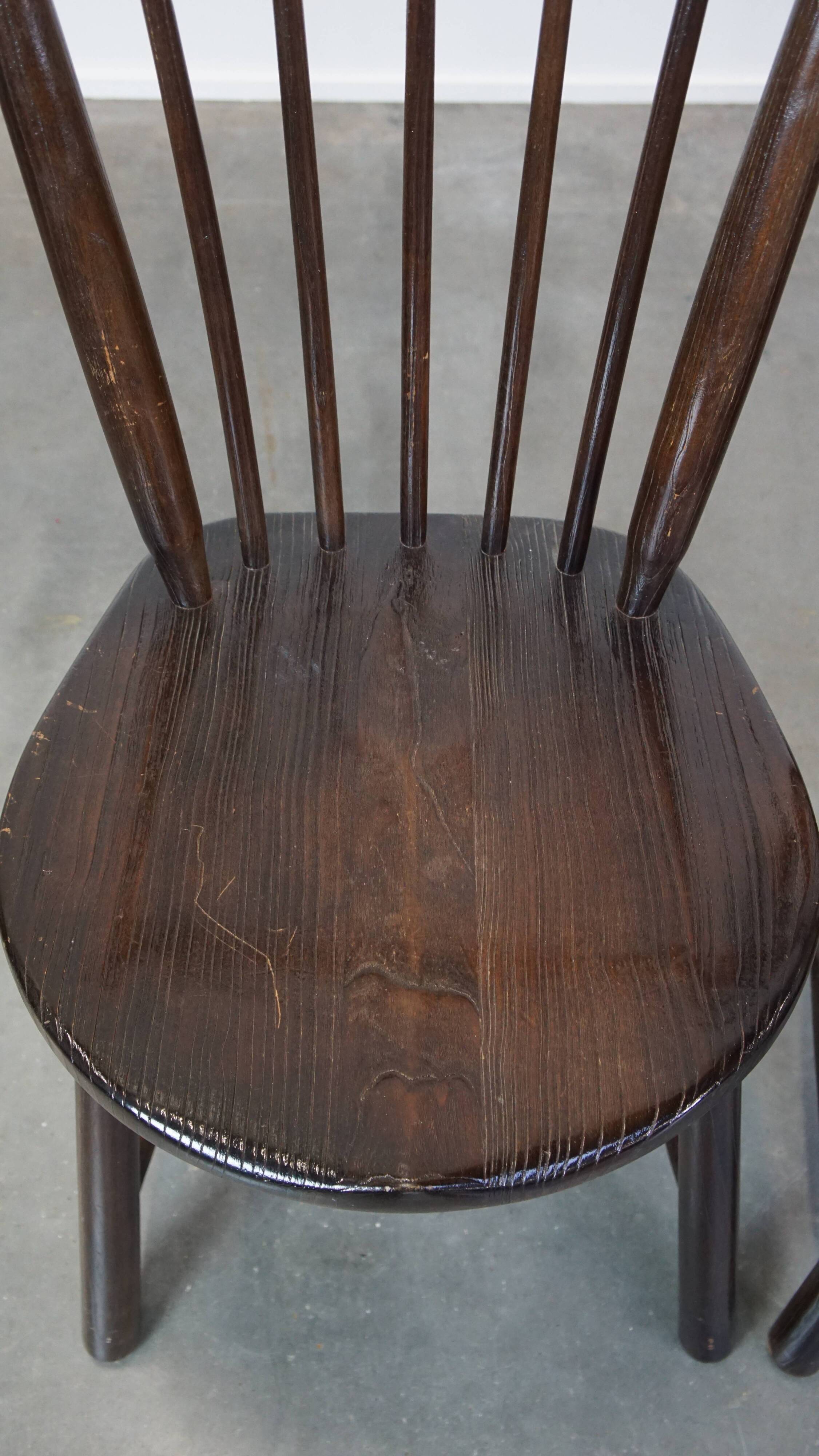 Set of 4 vintage wooden De Ster Gelderland design spindle chairs