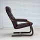 1970s, Scandinavian armchair, brown furniture leather, bent wood.