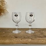 6 small Bohemian crystal glasses