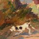 Renzo Martini - Hunters - Oil painting on plywood 60x30 cm