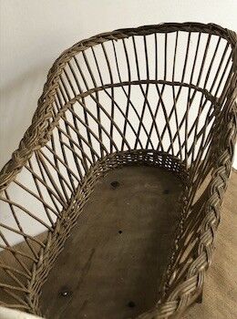 Antique toy, wicker doll cradle