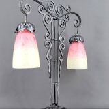 Important Wrought Iron Double-Headed Lamp by Schneider, Art Deco, c. 1920