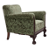 1950s, Danish armchair, green furniture velour, carved oak wood.